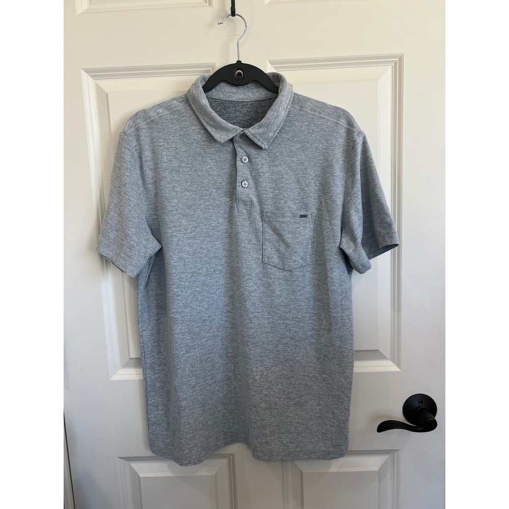 Vuori Men's Ace Polo Short Sleeve Shirt Light Gray Size Medium